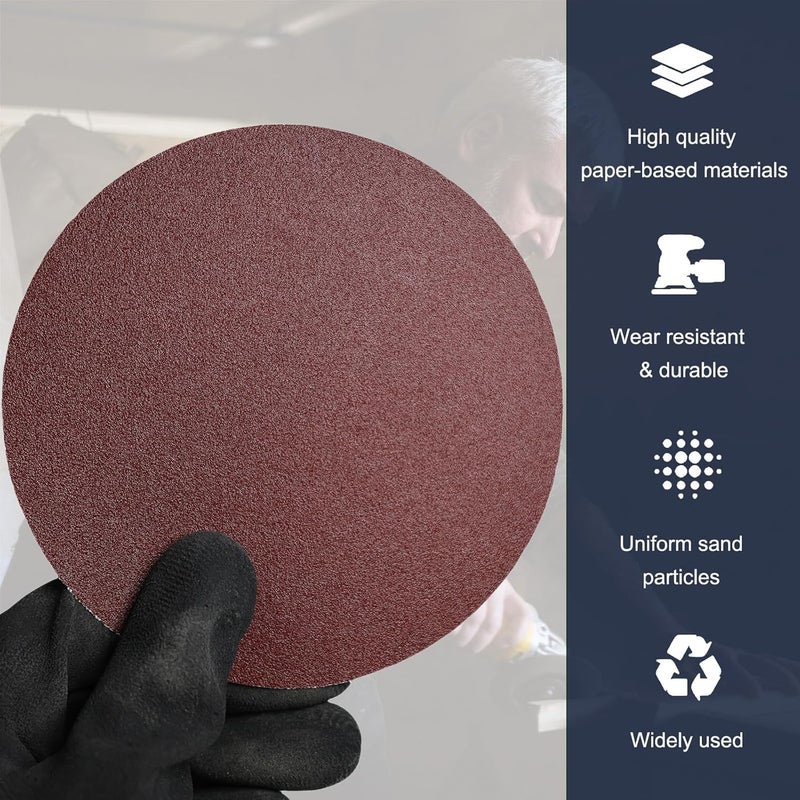 SACKORANGE 50 PCS 6 Inch 180 Grit PSA Sanding Discs Self Adhesive Sticky-Back Sandpaper for 6" DA Sander Automotive Car Paint Woodworking Wood Metal Finishing - Image 4